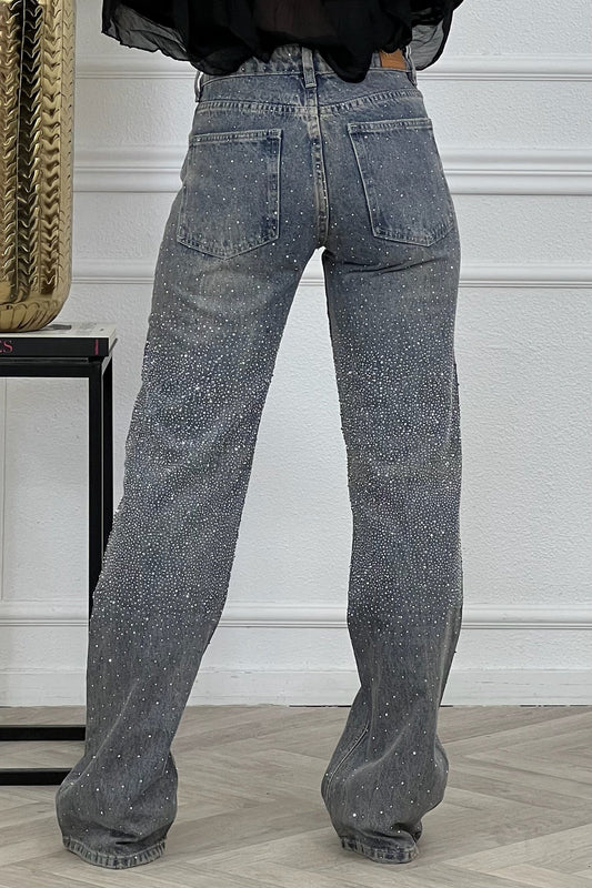 Vaqueros bonitos con purpurina - Azul vintage