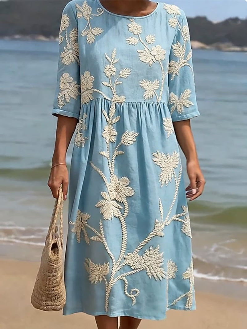 Mevara – Estampado floral, tejido plano, vestido