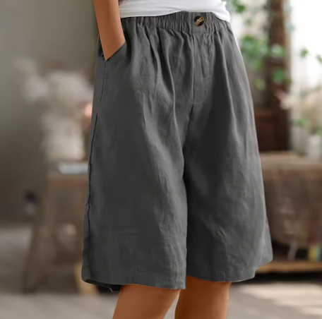 Mevira – Cintura elástica, tejido plano, pantalones cortos Gris