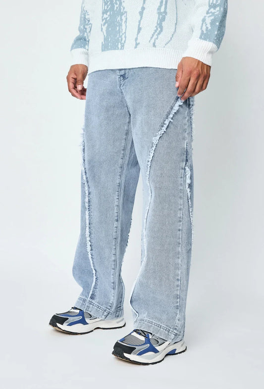 Pantalones vaqueros de corte ancho con volantes