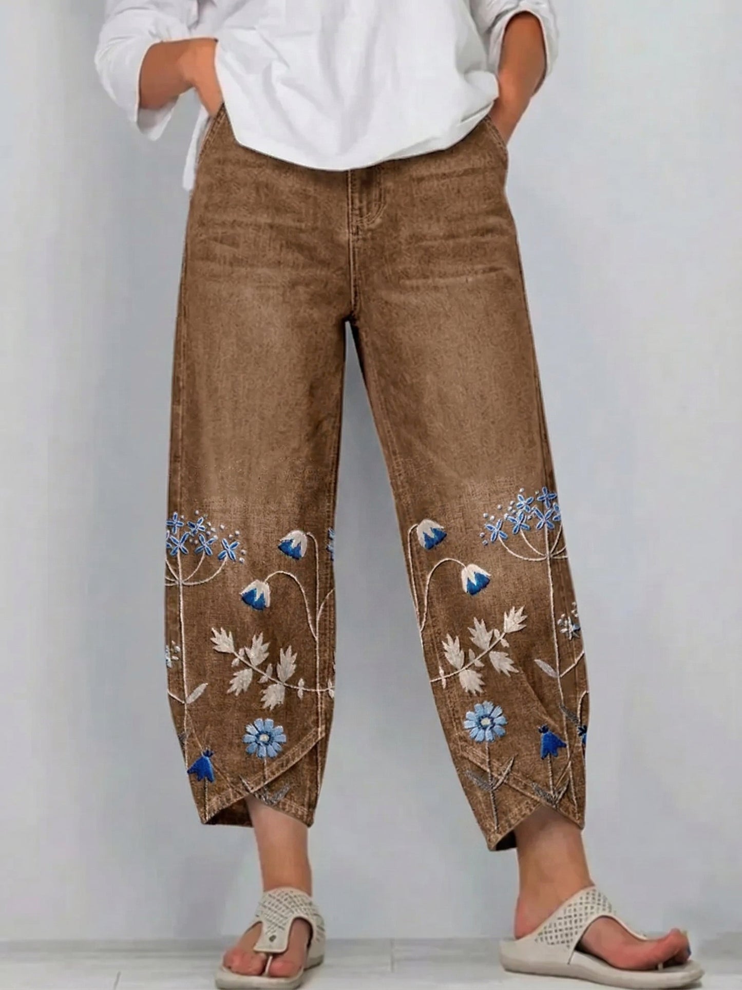 Anvera – Pantalones de algodón bordados