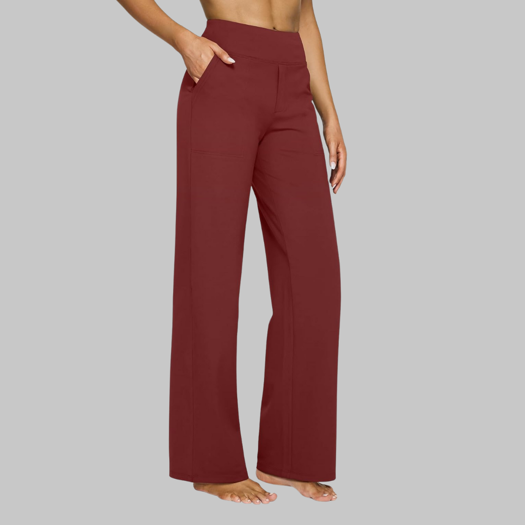 Rylena – Cintura alta en tejido elástico, pantalones