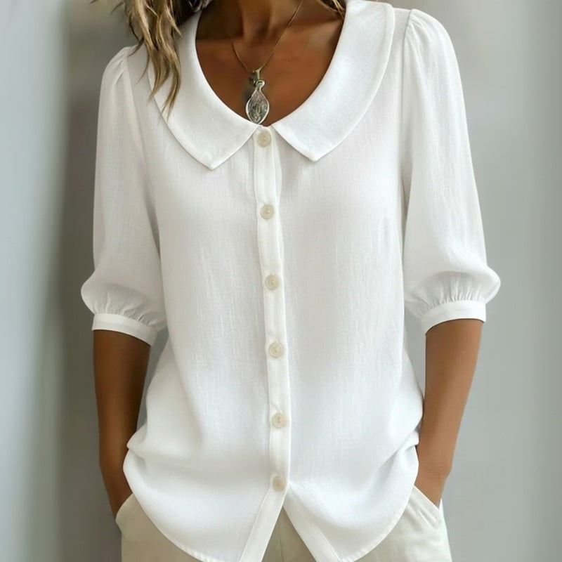 Luniva – Cuello de solapa en mezcla de algodón, blusa