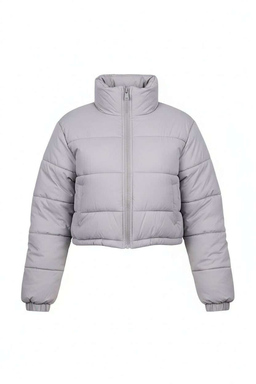 Chaqueta acolchada corta gris claro