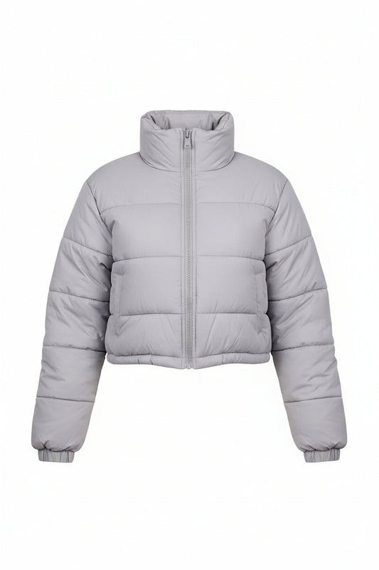 Chaqueta acolchada corta gris claro