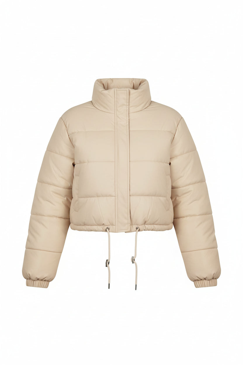 Chaqueta acolchada corta beige
