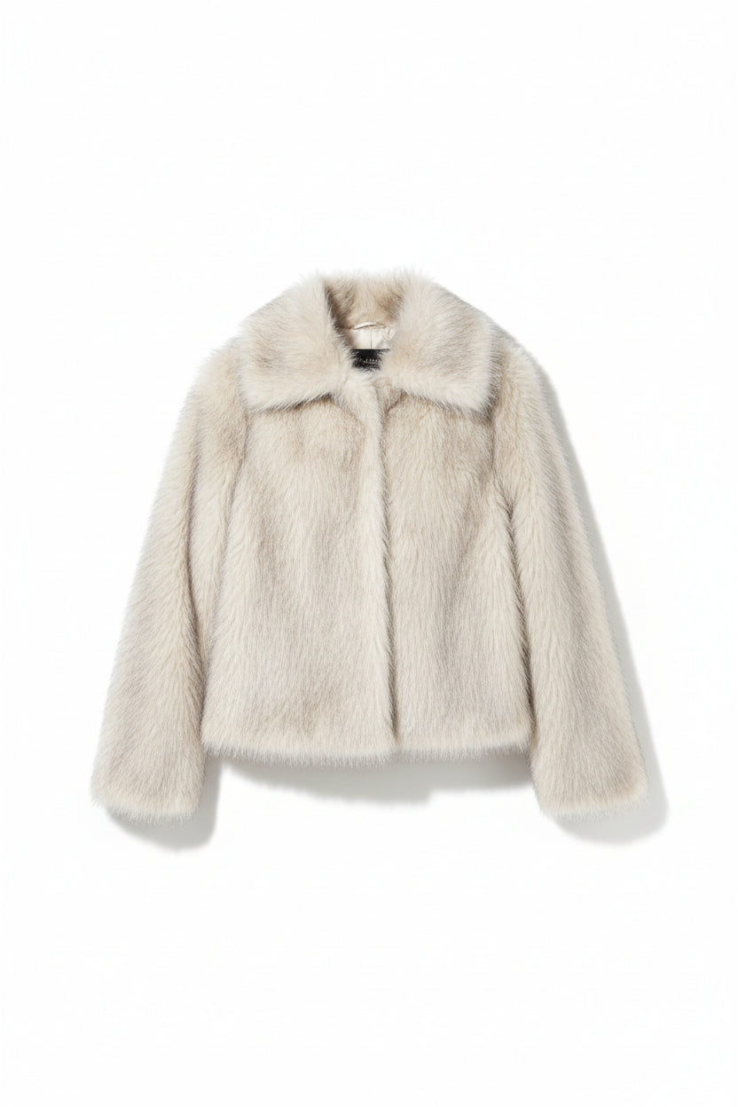 Cream Tipped Faux Fur Short Jacket