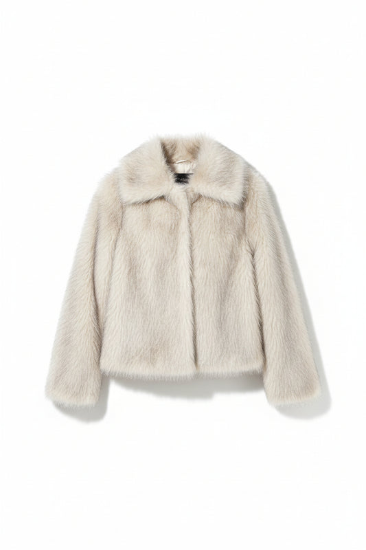 Cream Tipped Faux Fur Short Jacket