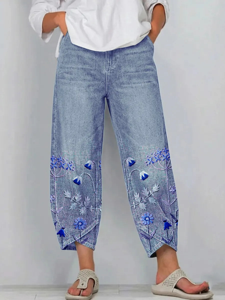 Anvera – Pantalones de algodón bordados
