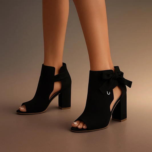Rivena – sandalias de tacón de gamuza con lazo en el tobillo Negro