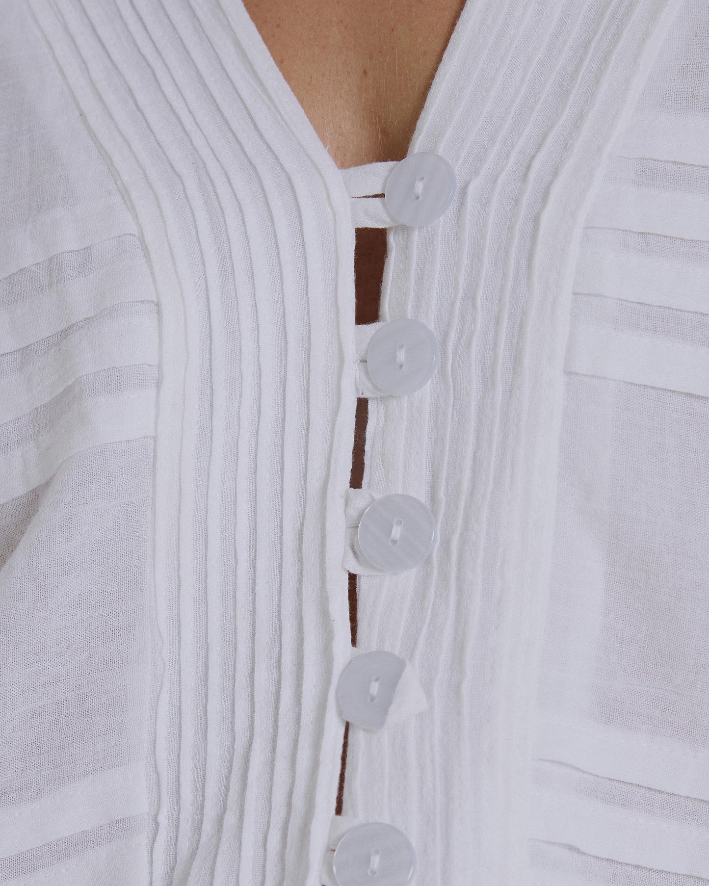 Blusa Pliegues Blanca