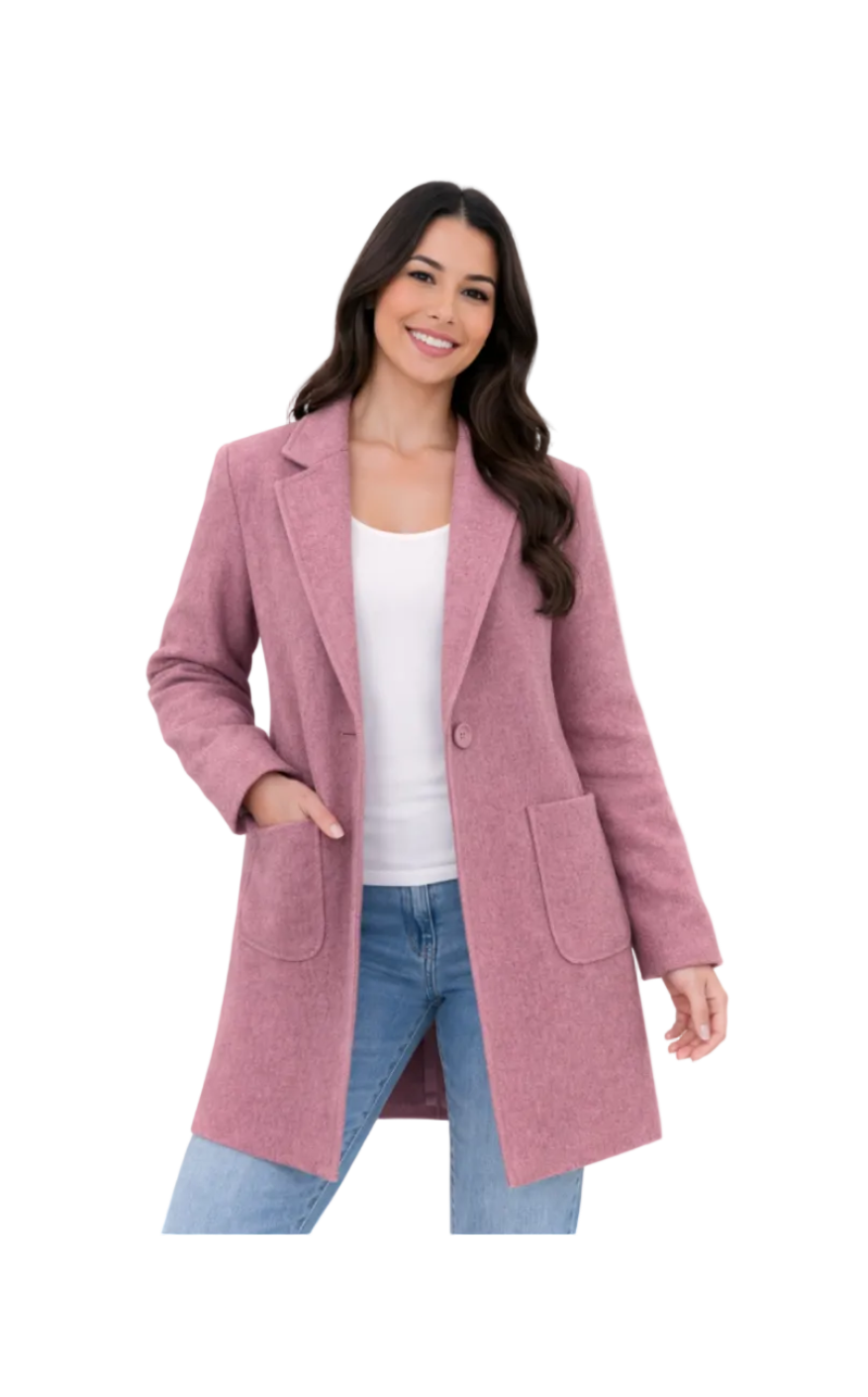 Abrigo Teddy Otoño Talla Única (38-46) Rosa viejo