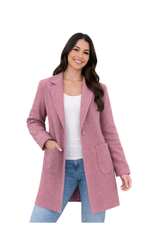 Abrigo Teddy Otoño Talla Única (38-46) Rosa viejo