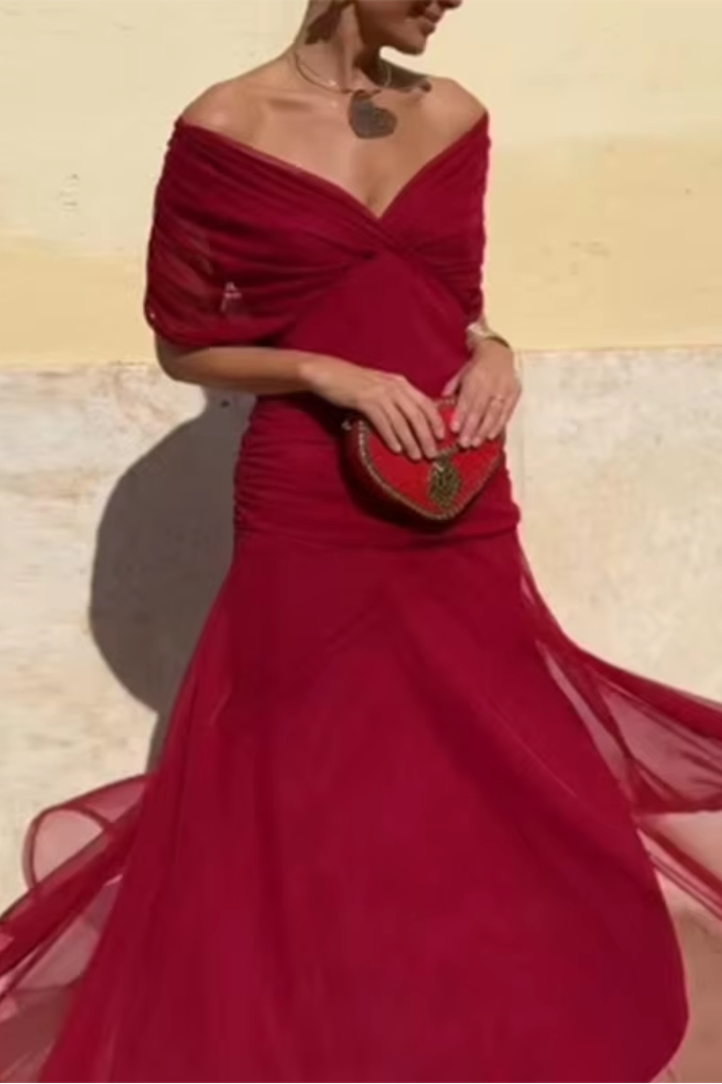 Veyla – Escote en V de punto, vestido maxi