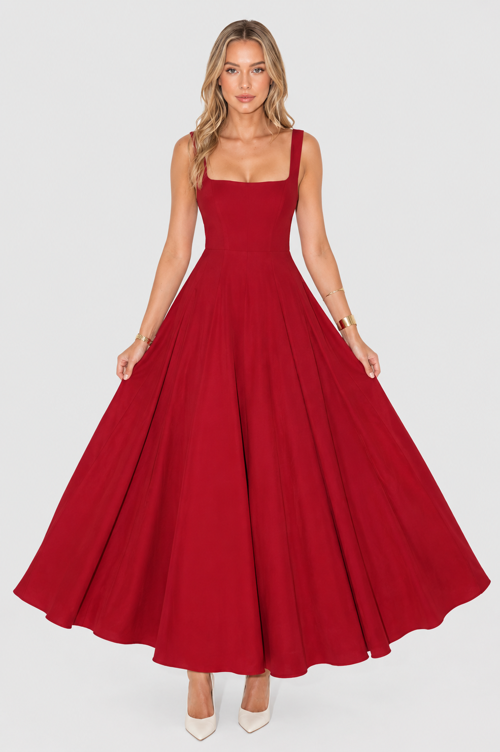 Kelara – Cuello cuadrado de punto vestido