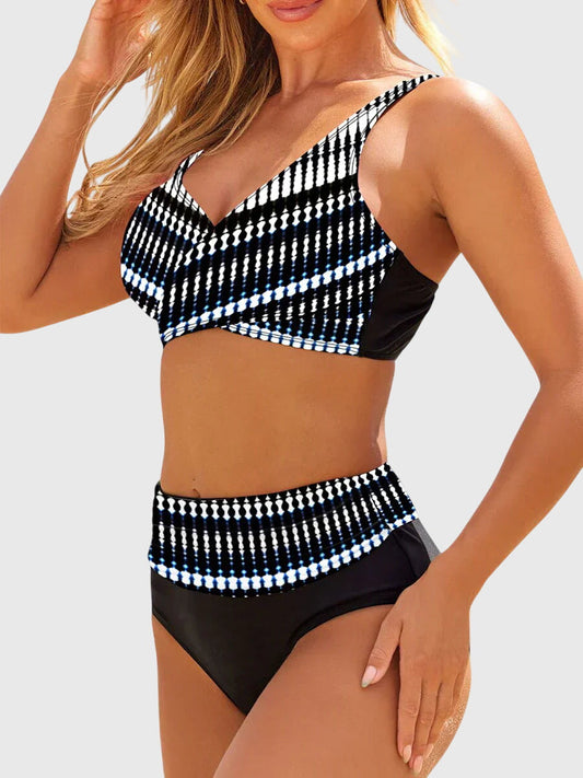 Rivana – Cintura alta de punto elástico, conjunto de bikini Lunares