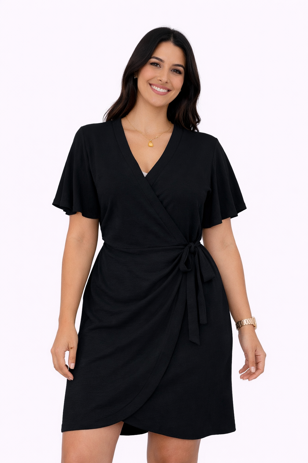 Vestido corto cruzado Milano Talla Única (38-44) Negro