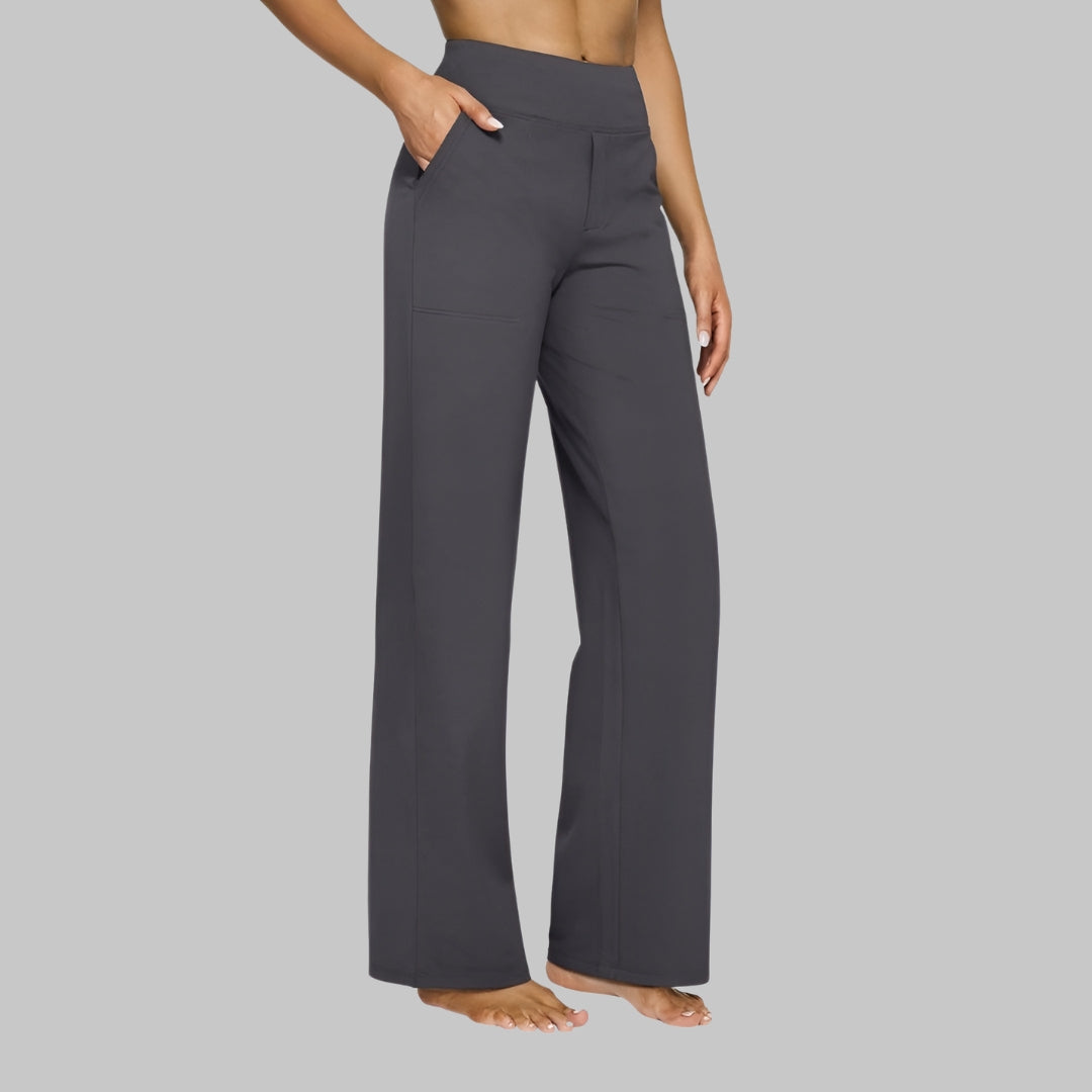 Rylena – Cintura alta en tejido elástico, pantalones