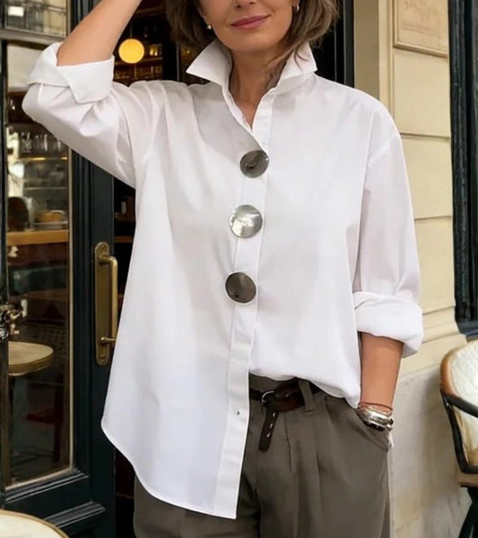 Virela – Cuello alto de tejido plano, blusa Blanco
