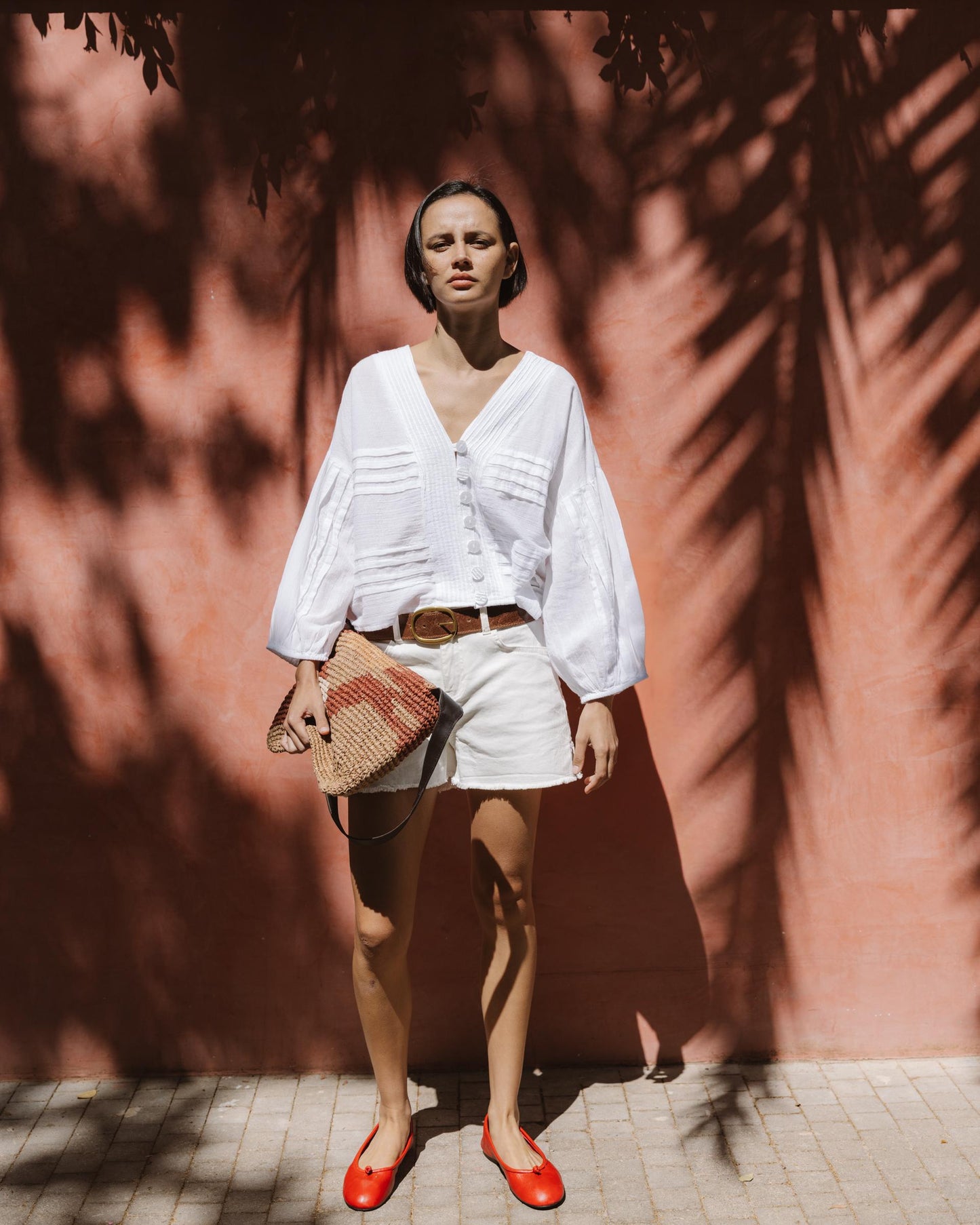 Blusa Pliegues Blanca