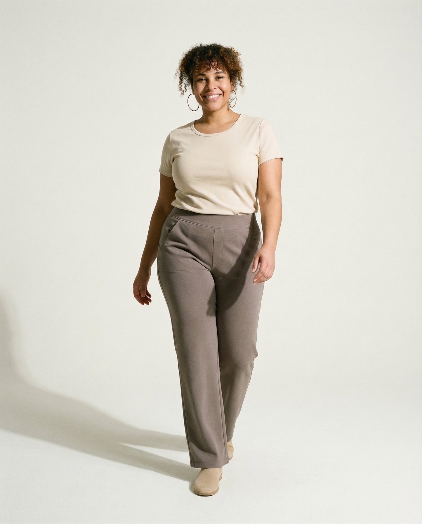 Pierna recta tejido plano pantalones