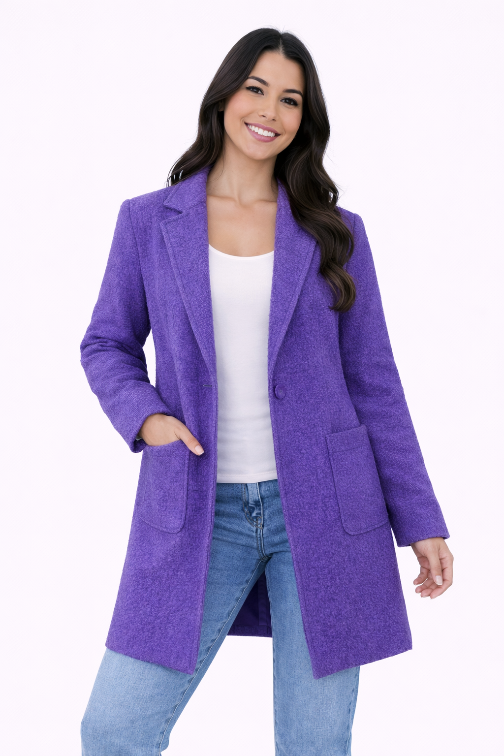 Abrigo Teddy Otoño Talla Única (38-46) Morado