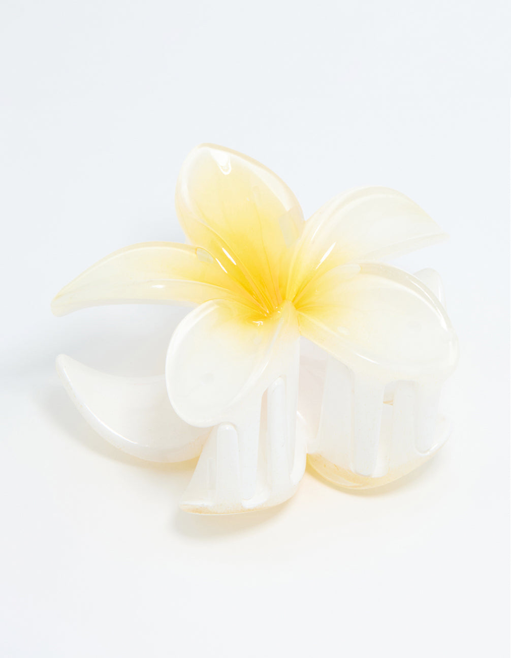 Pinza para el pelo con flor de frangipani blanca