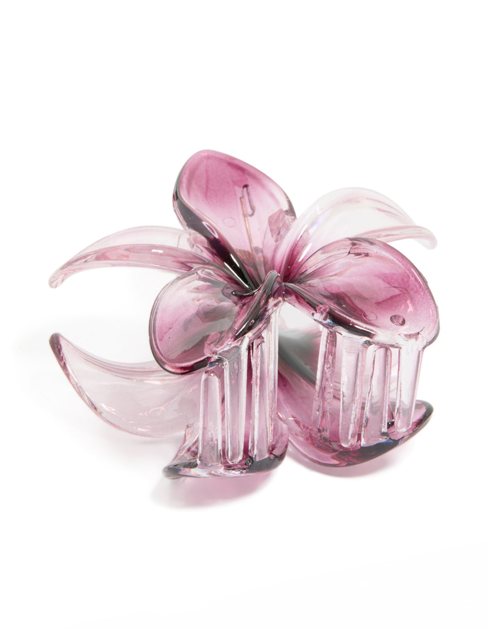 Pinza para el pelo con flor de frangipani morada oscura