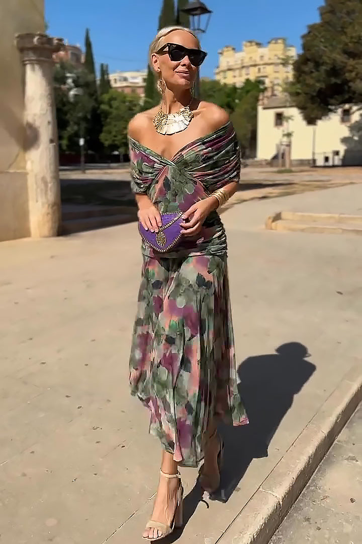 Veyla – Escote en V de punto, vestido maxi