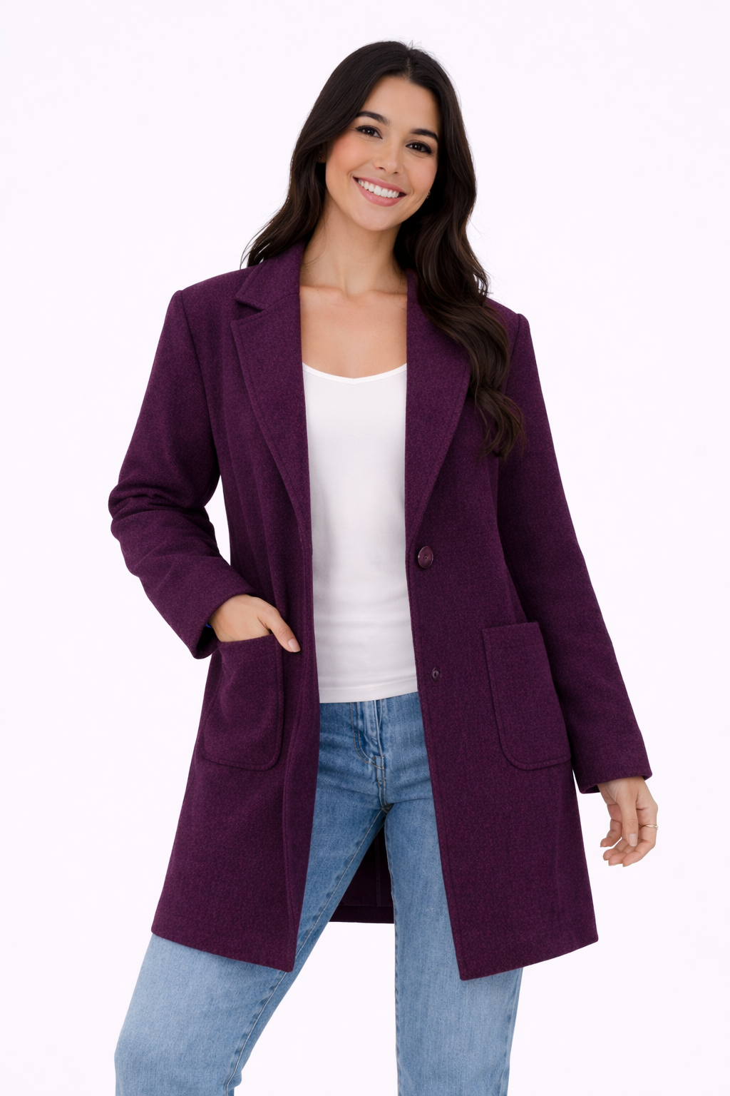 Abrigo Teddy Otoño Talla Única (38-46) Burdeos oscuro