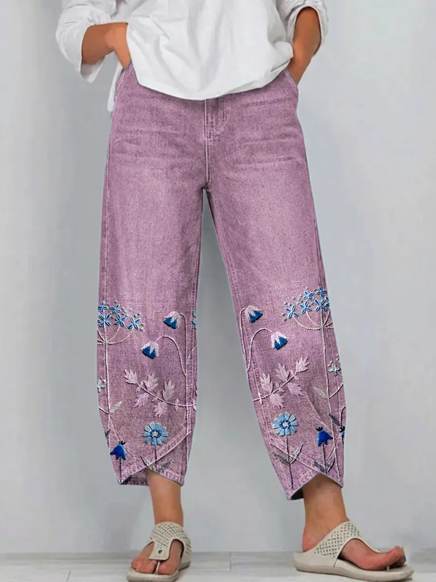 Anvera – Pantalones de algodón bordados
