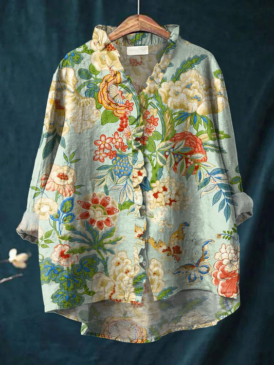Cirela – Cuello con volantes, estampado floral, blusa