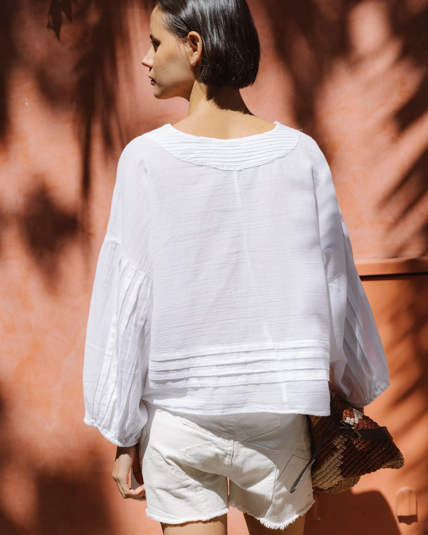 Blusa Pliegues Blanca