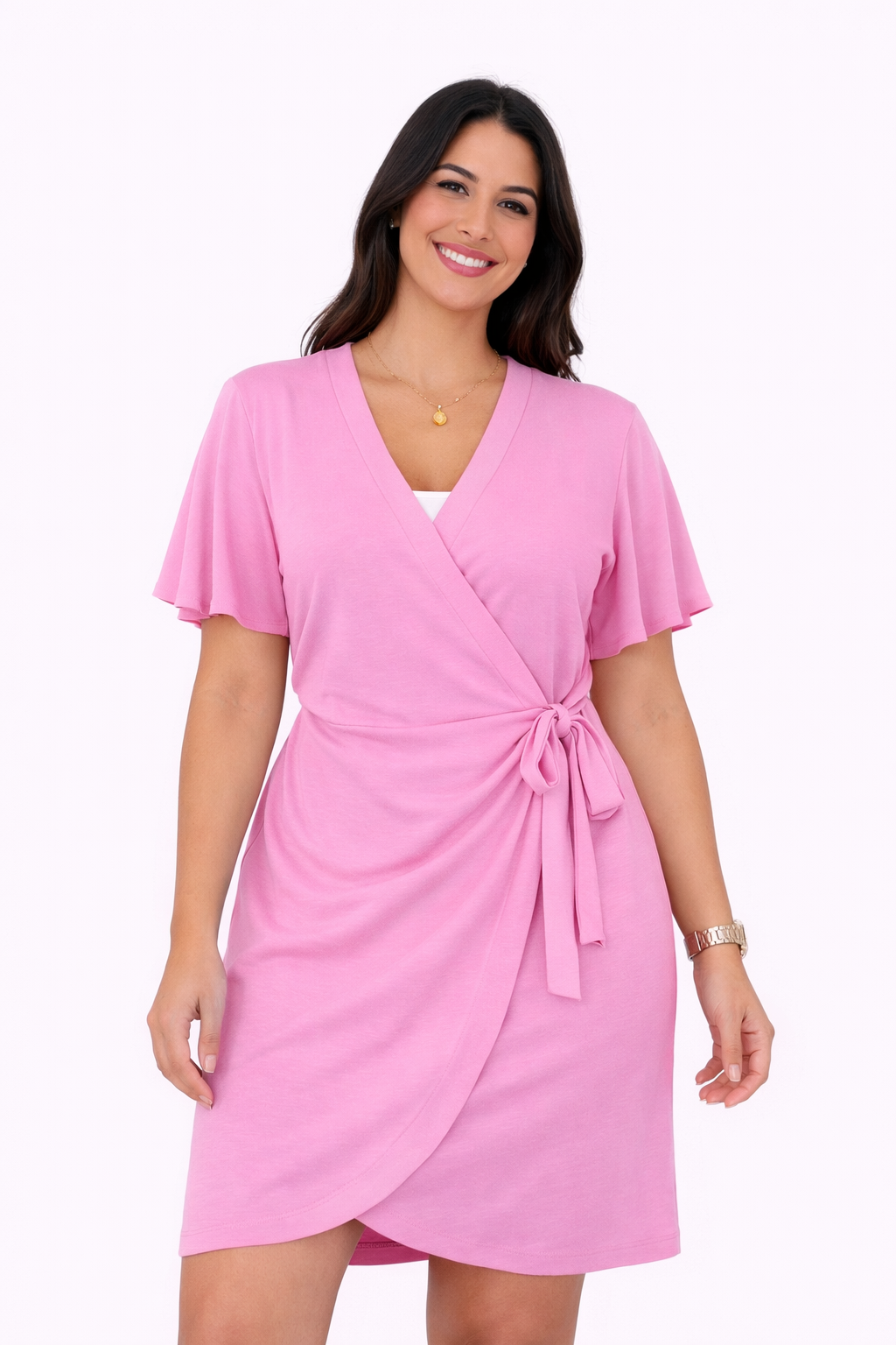 Vestido corto cruzado Milano Talla Única (38-44) Rosa