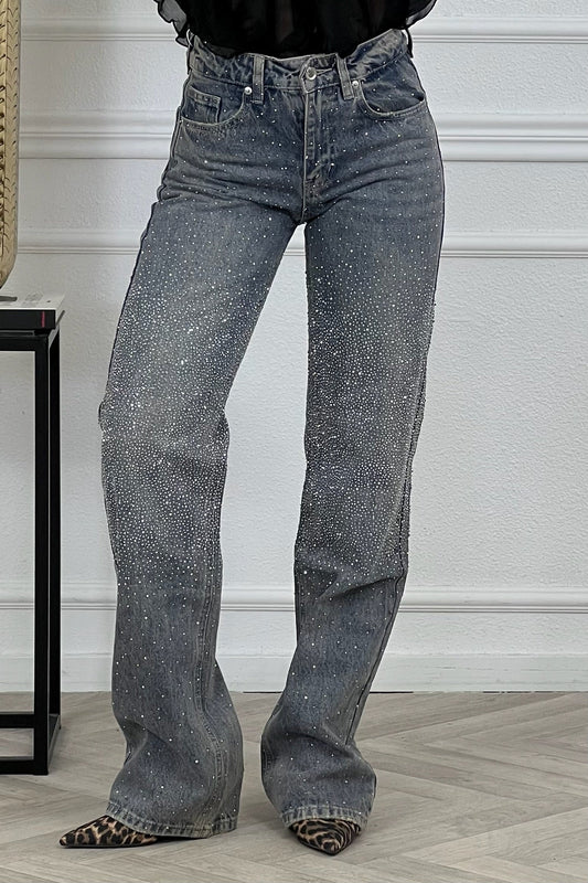 Vaqueros bonitos con purpurina - Azul vintage