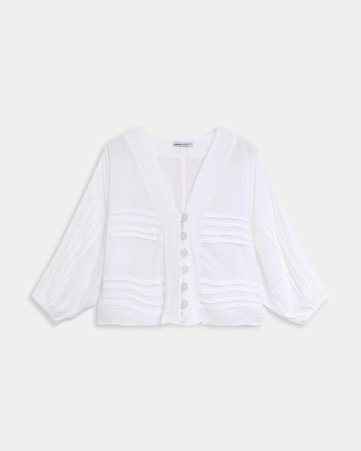 Blusa Pliegues Blanca