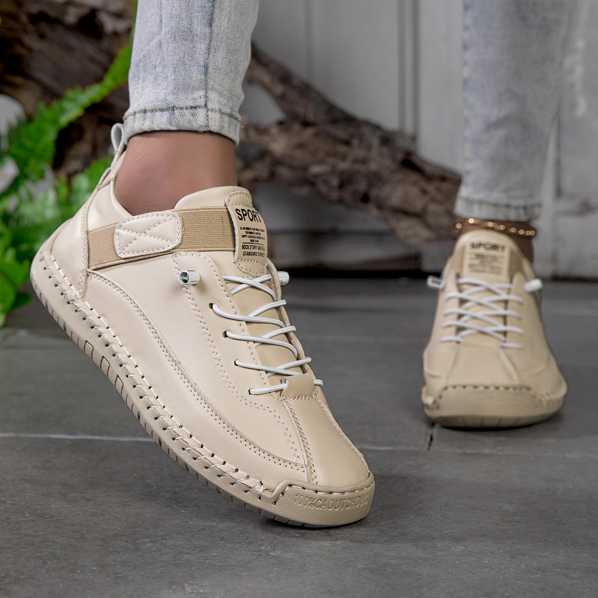 Zapatillas ortopédicas cómodas y que no causan dolor Beige arena