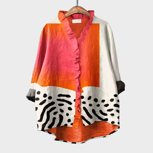 Seniva – Estampada de lino blusa Multicolor