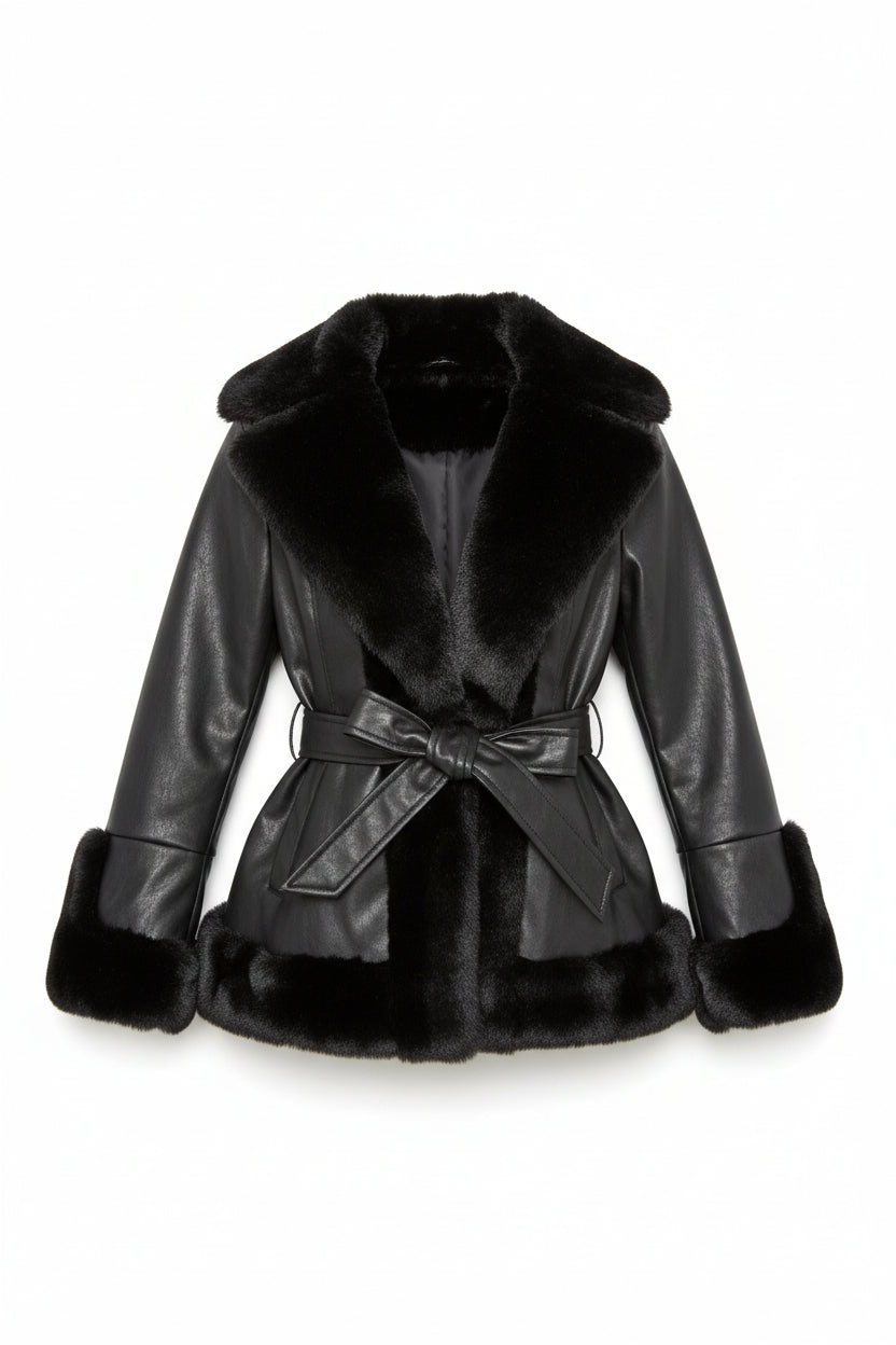 Chaqueta de cuero sintético negro