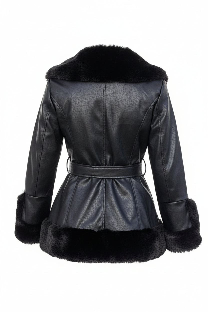 Chaqueta de cuero sintético negro