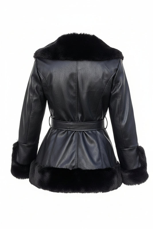 Chaqueta de cuero sintético negro
