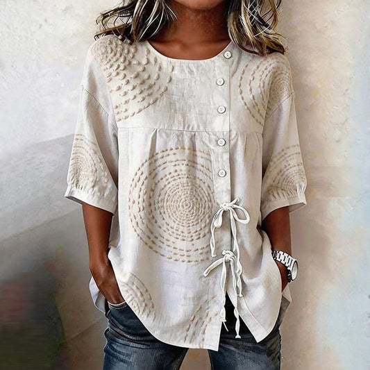 Rilena – Con cordones, de algodón, blusa Beige