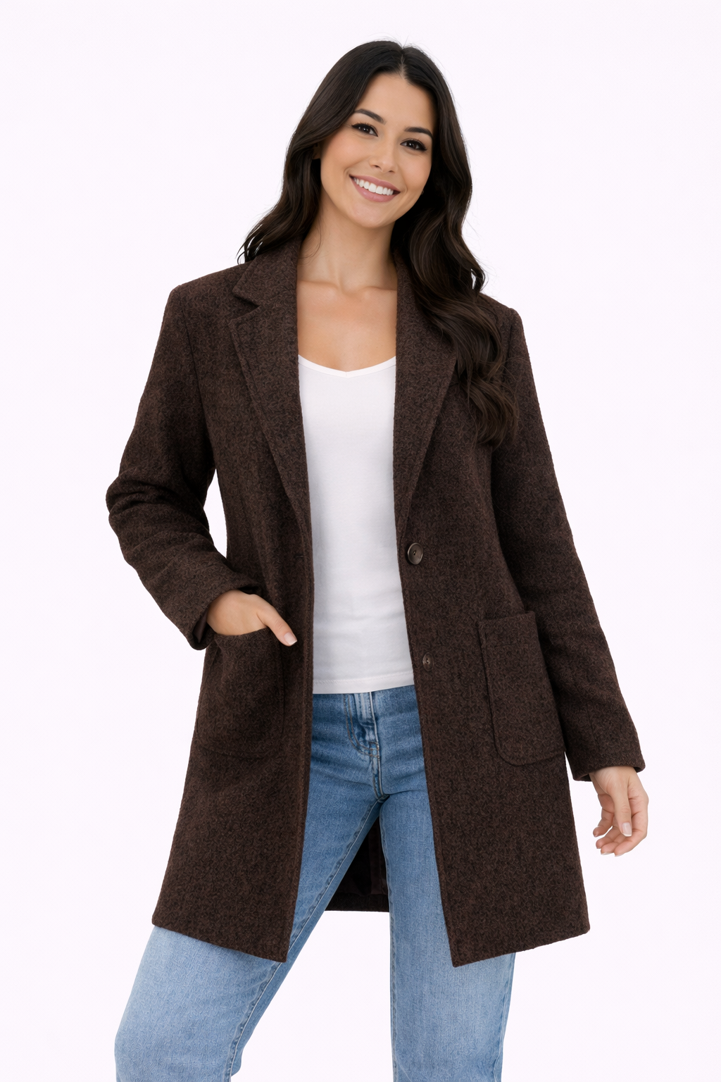 Abrigo Teddy Otoño Talla Única (38-46) Marrón