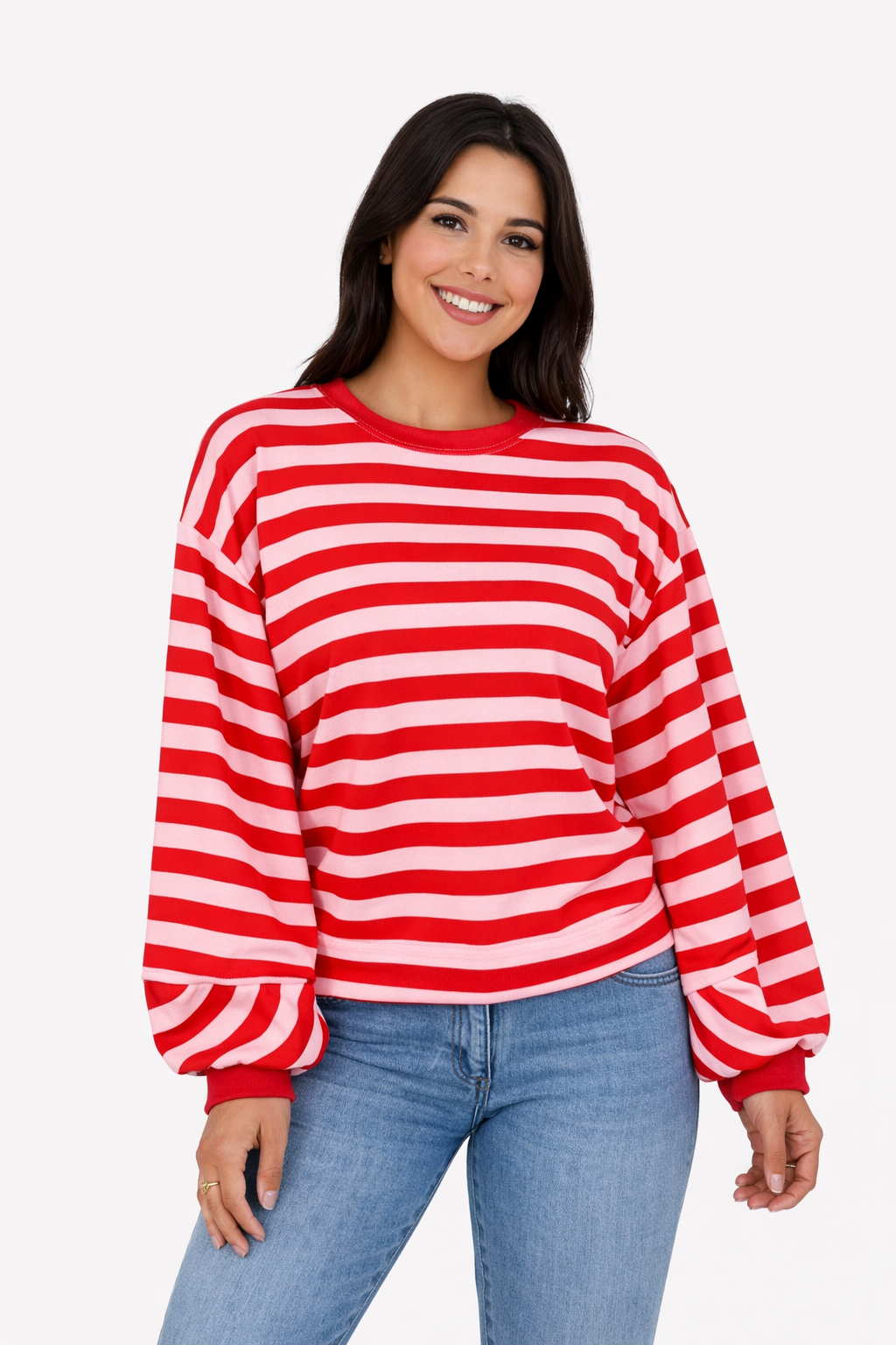 Jersey de manga abullonada a rayas