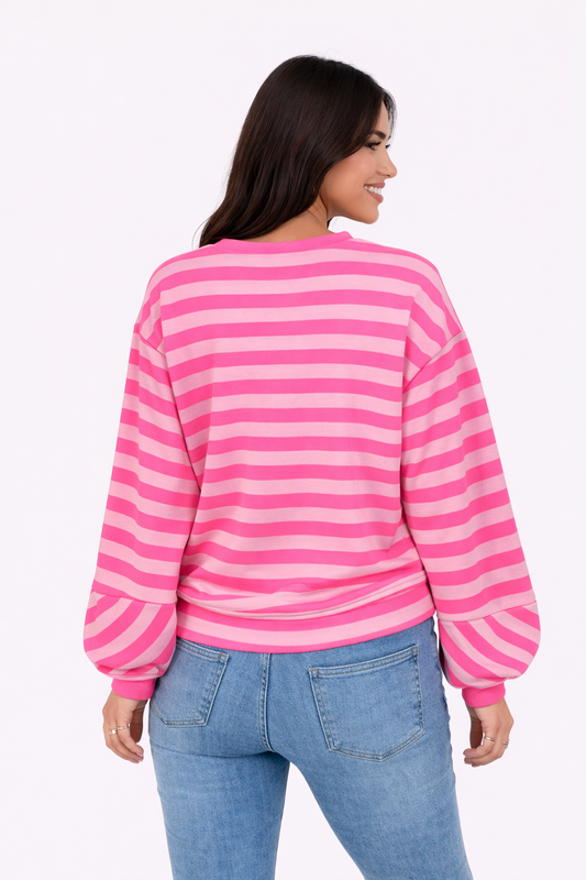 Jersey de manga abullonada a rayas