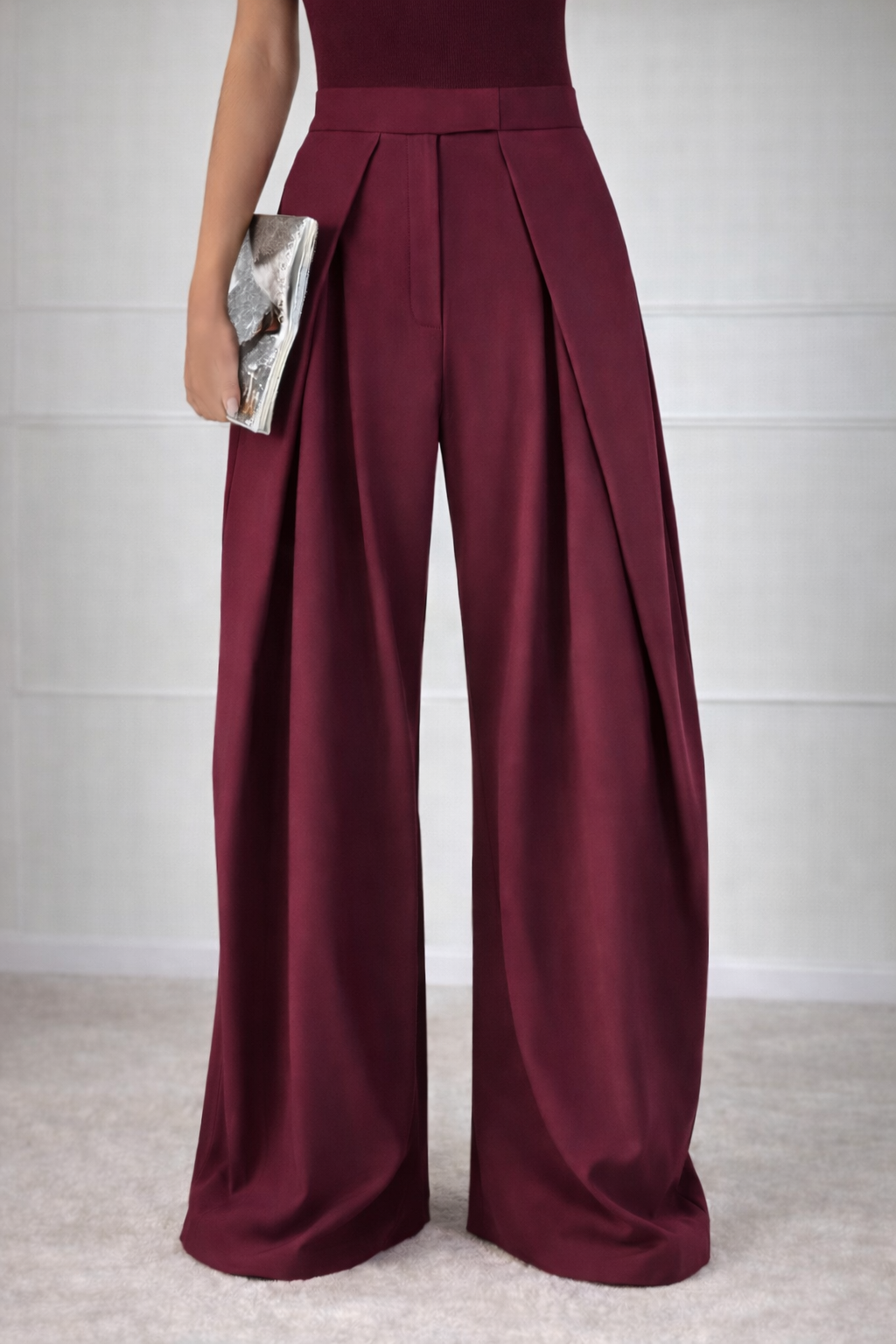 Pantalones ajustados tipo globo Burdeos