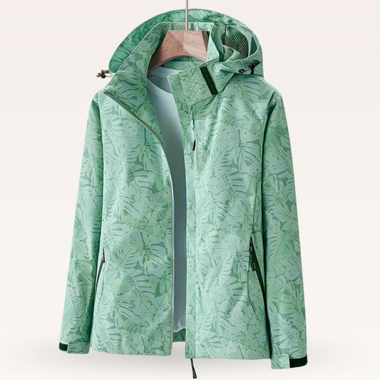 Nalise – Impermeable con estampado de hojas chamarra Verde