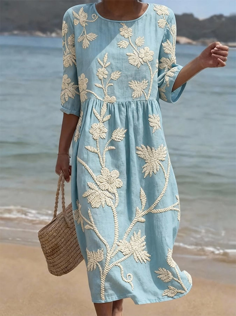 Mevara – Estampado floral, tejido plano, vestido