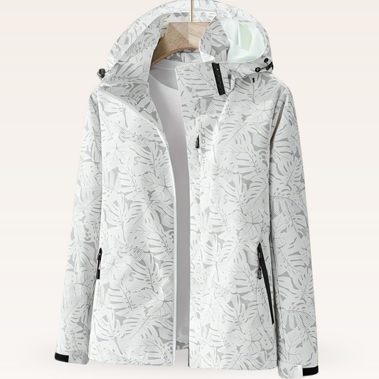 Nalise – Impermeable con estampado de hojas chamarra Blanco
