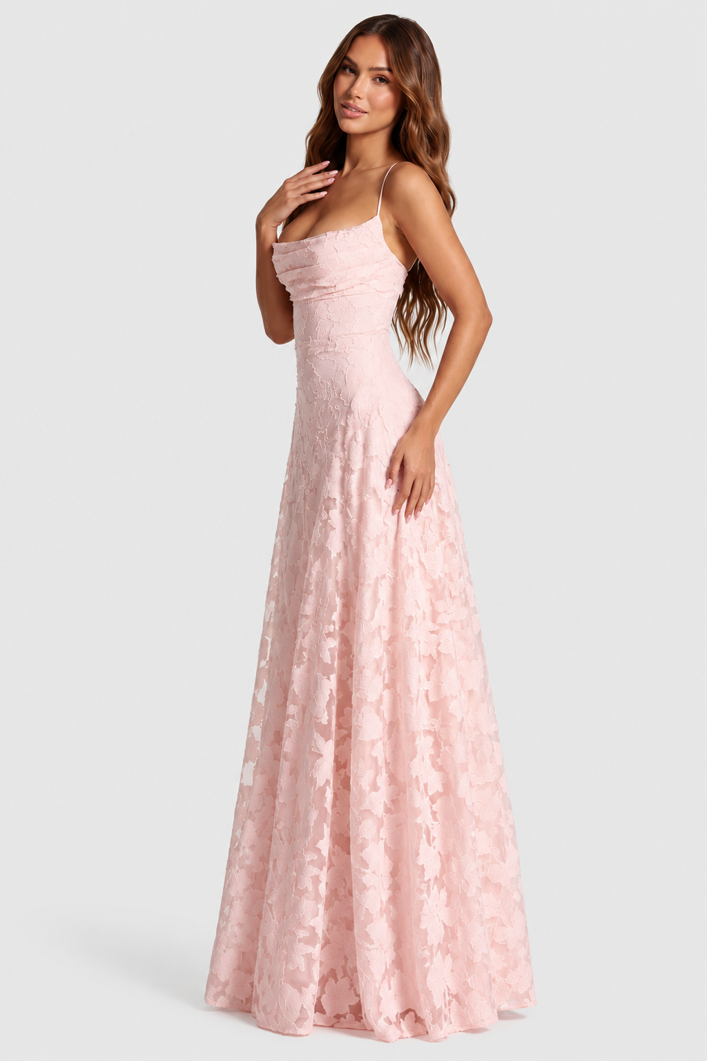 Nerila – Vestido de encaje floral en relieve